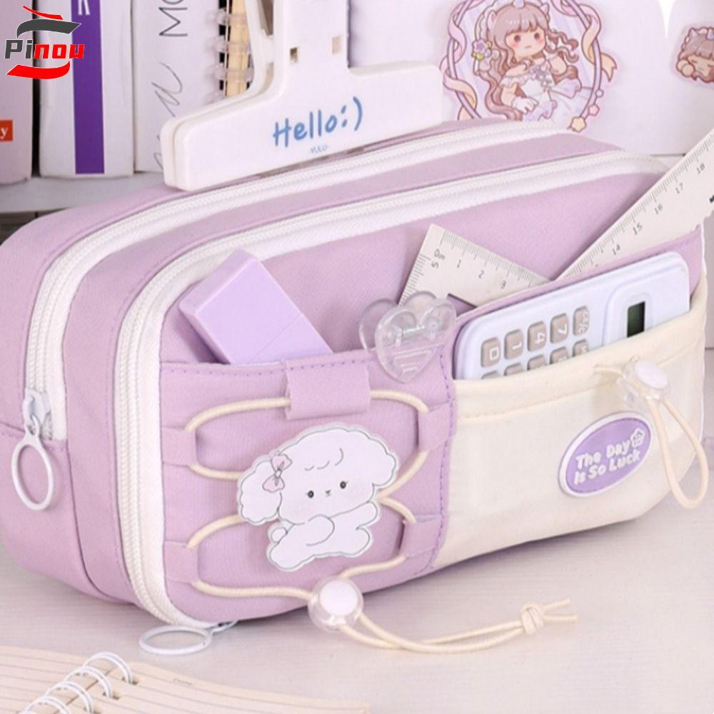 Hộp đựng bút chì sinh viên POOU, Túi đựng bút chì dễ thương nhiều lớp kiểu lật, Kawaii Dung tích lớn