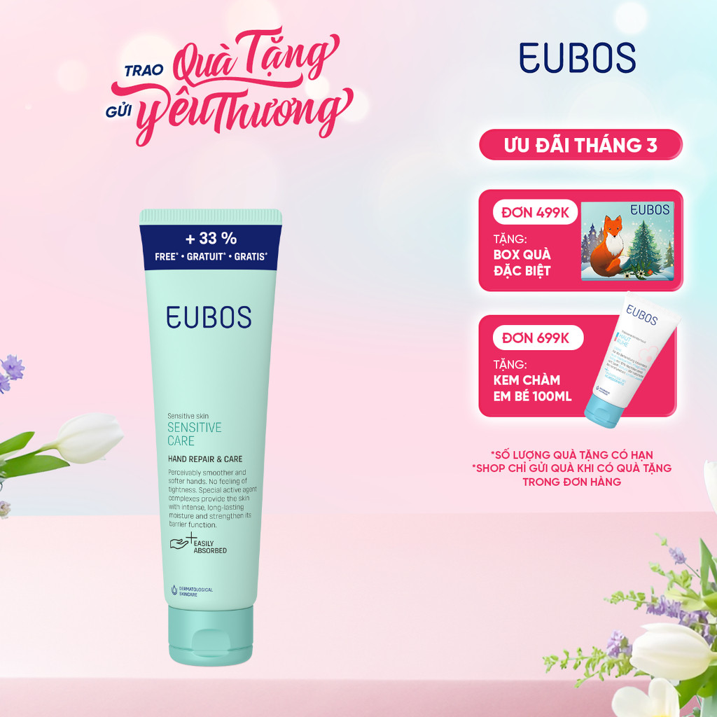 Kem Dưỡng Da Tay Và Móng EUBOS Giúp Mềm Mịn, Dưỡng Ẩm Chuyên Sâu An Toàn Cho Da Nhạy Cảm 100ml-A004