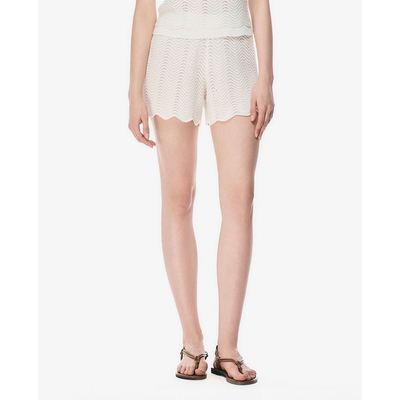 GIGI - Quần shorts ngắn nữ dệt kim viền gợn sóng_G3401K251402-00
