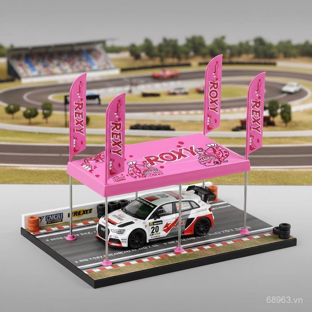 1: 64 Thu Nhỏ Hồng Khủng Long Lều Cảnh Mô Hình Thế Giới Rally Championship WRC Thích Hợp Cho Xe MINI