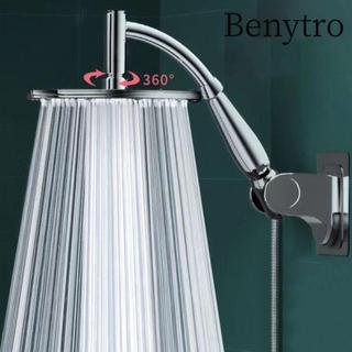 Benytro Đầu vòi hoa sen BENYTRO, Đầu vòi hoa sen lượng mưa bằng thép không gỉ áp suất cao, có cánh tay vòi hoa sen cong vuông lớn Đường kính ngoài 20mm