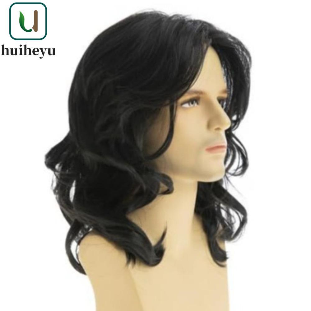 ZenitheM Tóc giả nam xoăn màu nâu tự nhiên style hippie, phù hợp cosplay và quán bar