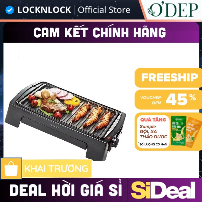 Bếp nướng điện LocknLock EJG221 1300W Chính hãng, làm nóng nhanh, có hộc đựng dầu - SIDEAL SIA