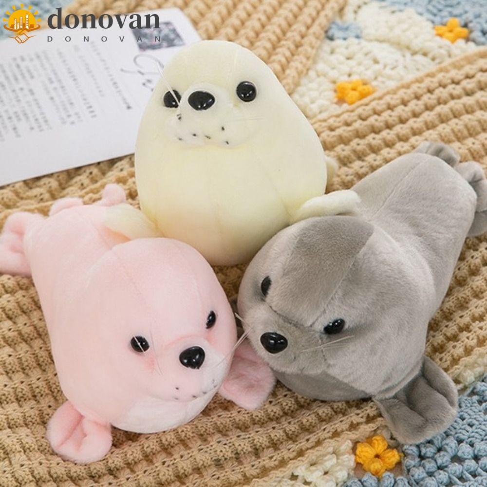 DONOVAN Seal Búp bê sang trọng, Gối động vật Fluffy Seal Đồ chơi nhồi bông sang trọng, Lông ấm cúng 