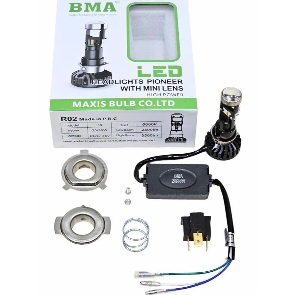 Bóng LED BMA R02 - AC - H4 - 35W Bi Cầu (Quạt gió)