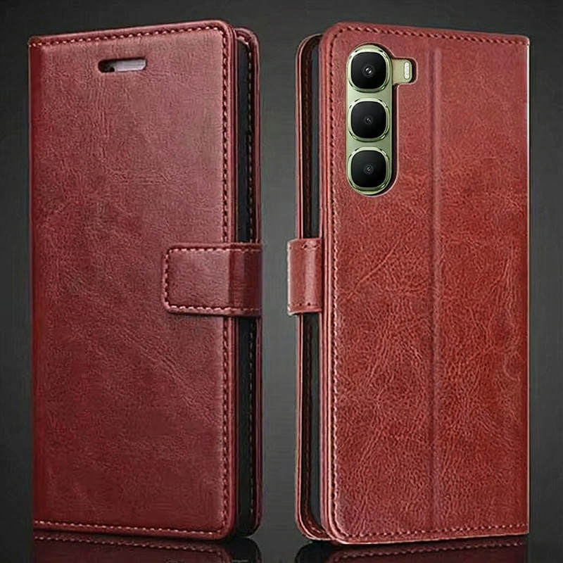 Dành Cho Infinix Hot 60i 4G X6728 X6728B Da Cao Cấp Lật Ví Folio Bao Da Có Đựng Thẻ Tự Đứng Chống Số