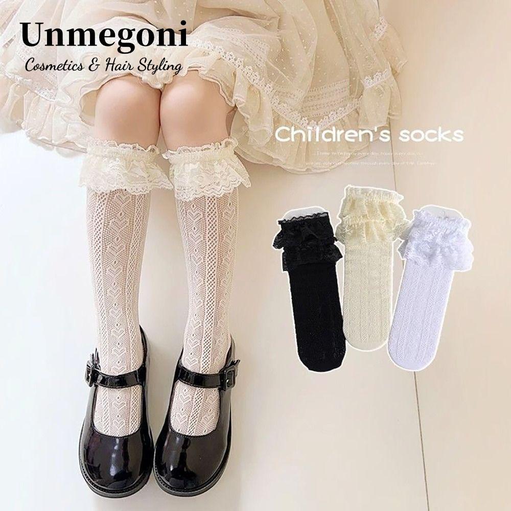 Tất UNMEGONI Lolita, Tất ren lưới Cotton Spandex, Tất dài bé gái