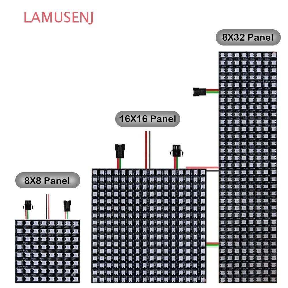 LAMUSENJ Pixels Bảng điều khiển LED RGB đầy màu sắc linh hoạt WS2812B 8x8 16x16 8x32 WS2812 Đèn bảng
