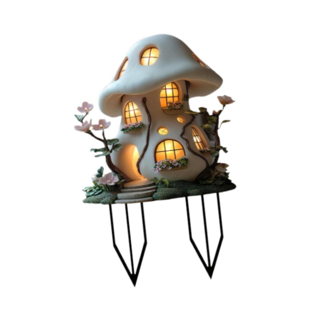 LOVIVER 2D Flat Mushroom House Garden Cọc Đa chức năng Trang trí sân 30x20cm