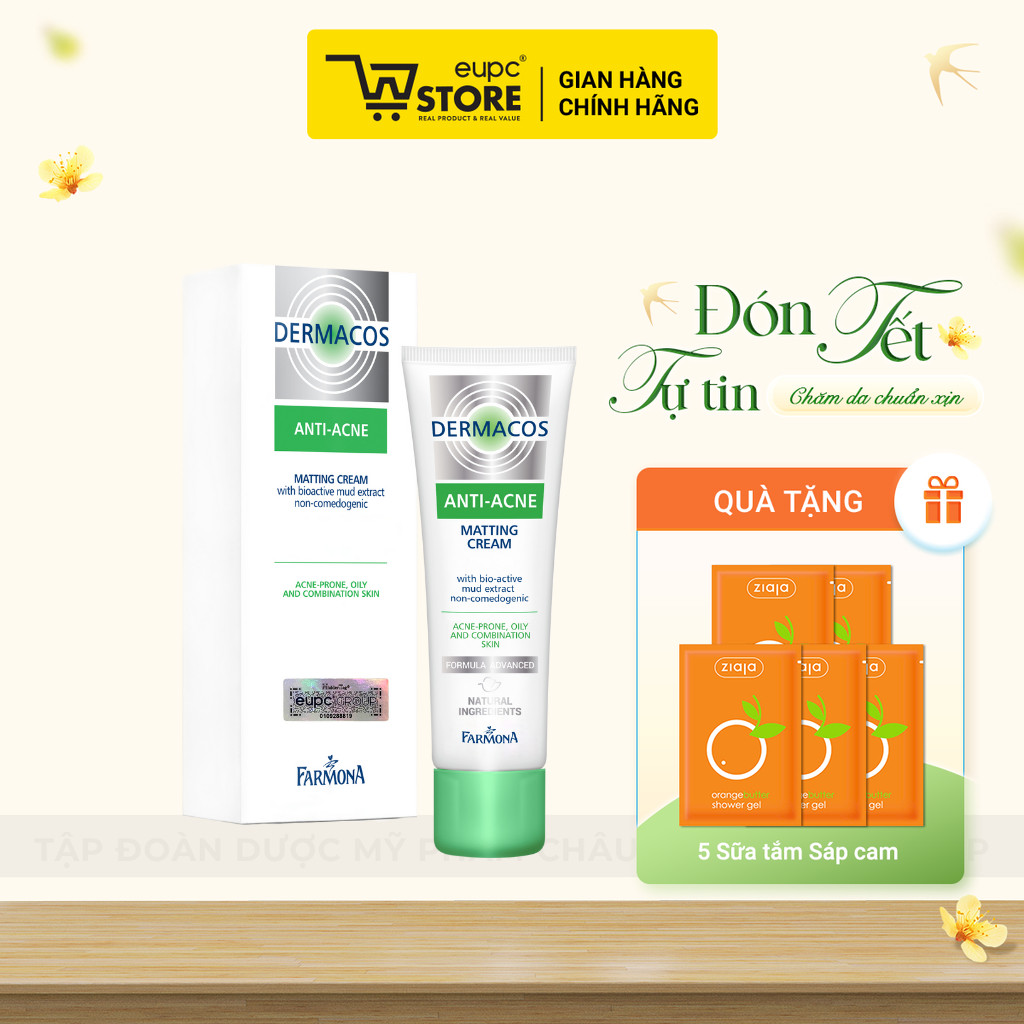 Kem Giảm Bóng Nhờn Giảm Mụn Chứa Bùn Hoạt Tính Farmona Dermacos Anti-Acne 50ml Cho Da Hỗn Hợp, Da Dầ