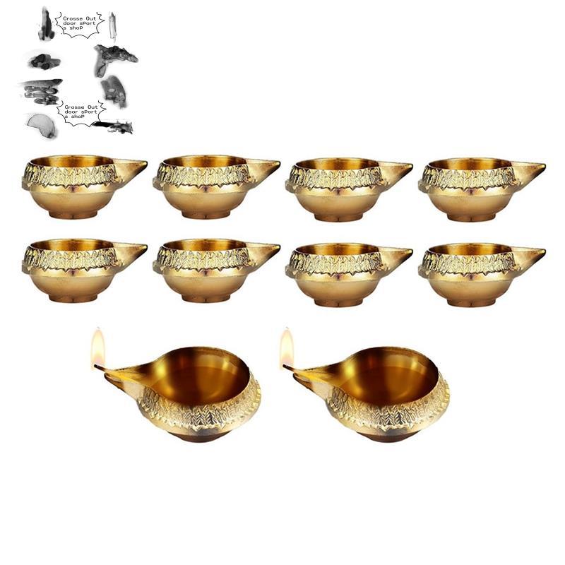 Kim loại hợp kim cho đèn dầu trang trí Diwali 10 chiếc Kuber Diya cho Diwali Diya Vilakku cho Puja P