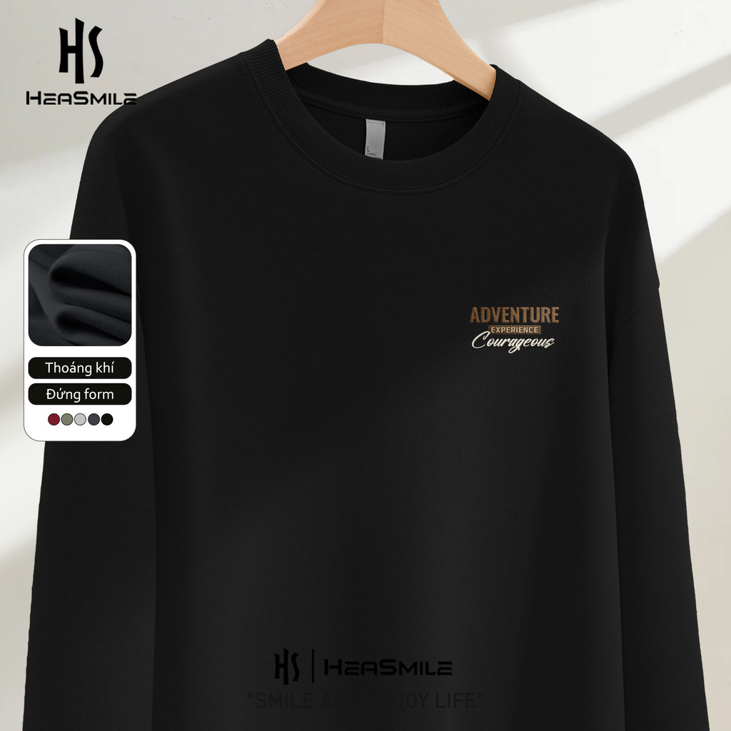 HeaSmile áo nỉ nam cổ tròn phong cách casual áo dài tay nam local brand dễ phối đồ(MJCYLWY)