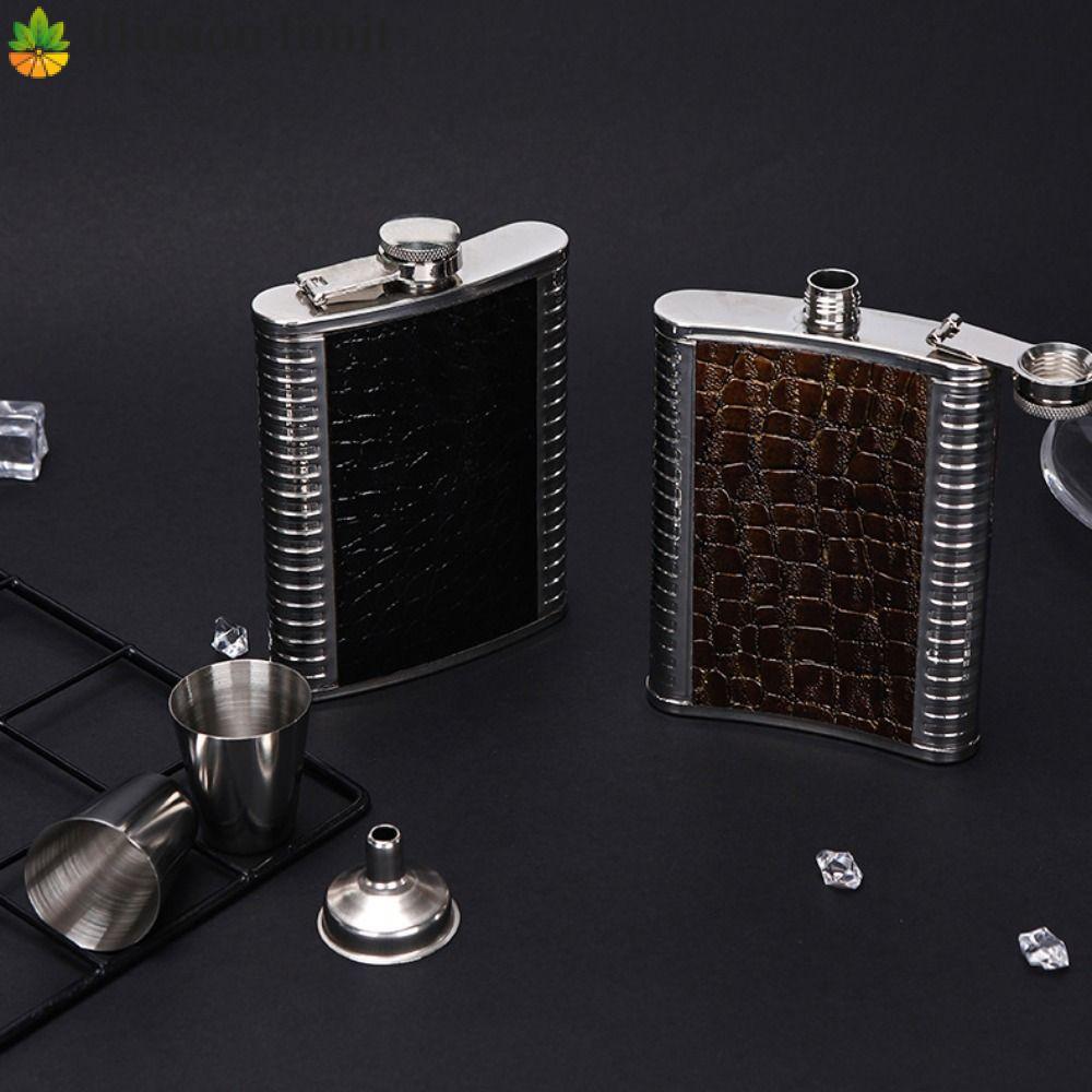 ILLUSION LIMIT Leather Wine Hip Flask Set Hộp đựng rượu không thể phá vỡ Vodka