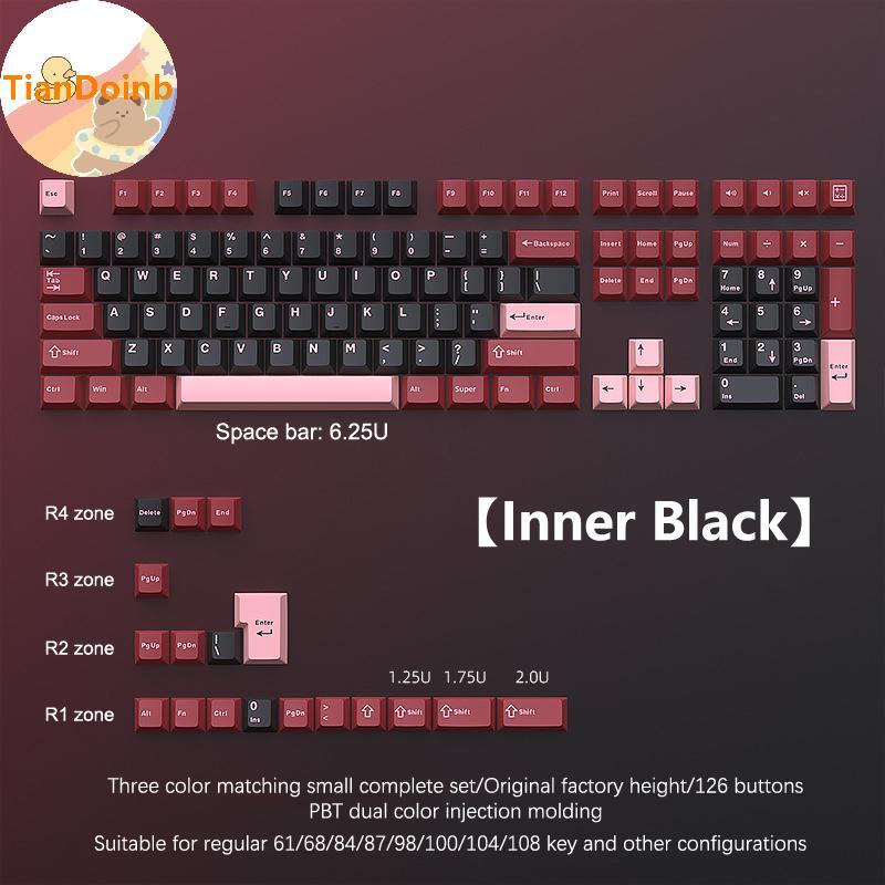 TianYe 126 Phím Double Shot Keycap PBT Cherry Bàn Phím Chơi Game Cơ Học Cho MX Switch Keycap GMK67 G