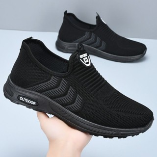 Xuân Thu Cũ Bắc Kinh Giày Vải Nam Giày Bố Thoáng Khí Giày Trung Niên Người Cao Tuổi Slip-On Đế Mềm Chống @ -