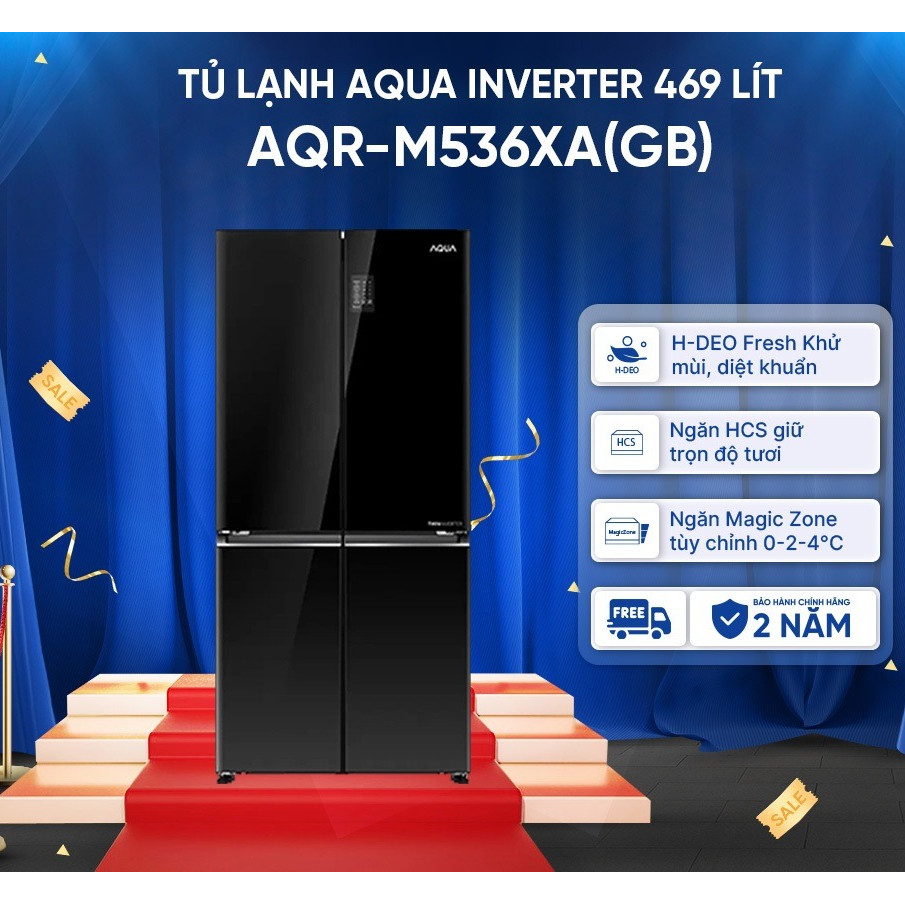 Tủ lạnh Aqua Inverter 469 lít Multi Door AQR-M536XA(GB) - Bảo hành 2 năm