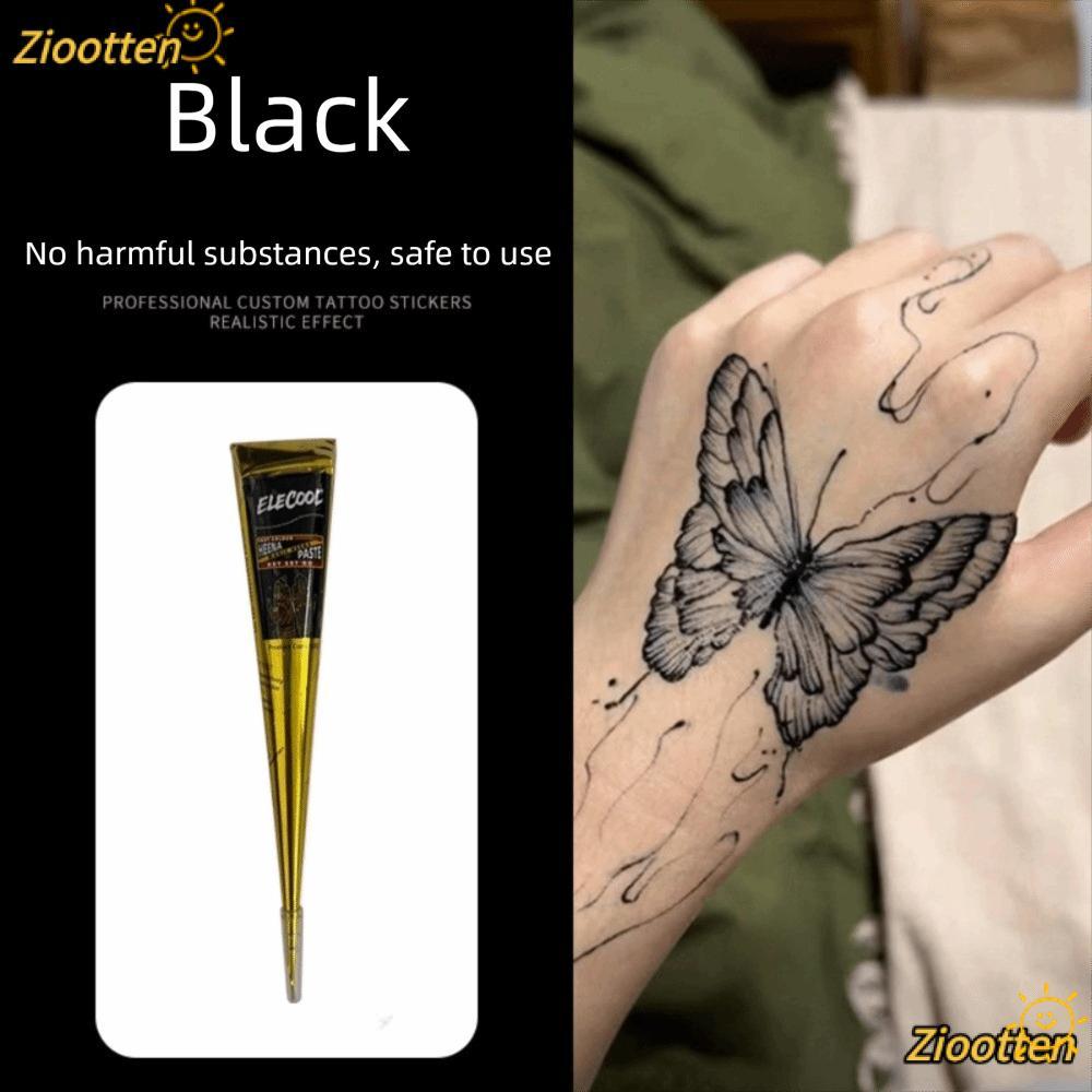 Ziootten Henna Tmporary Tattoo Cream - Dark Brown Color, Easy to Use