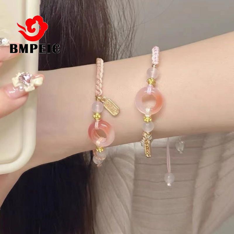 BMPEIC Phong Cách Trung Hoa Hòa Bình Bule Vòng Tay Cô Gái Trái Tim Đính Hạt Dây Đeo Tay Bestie Vòng 