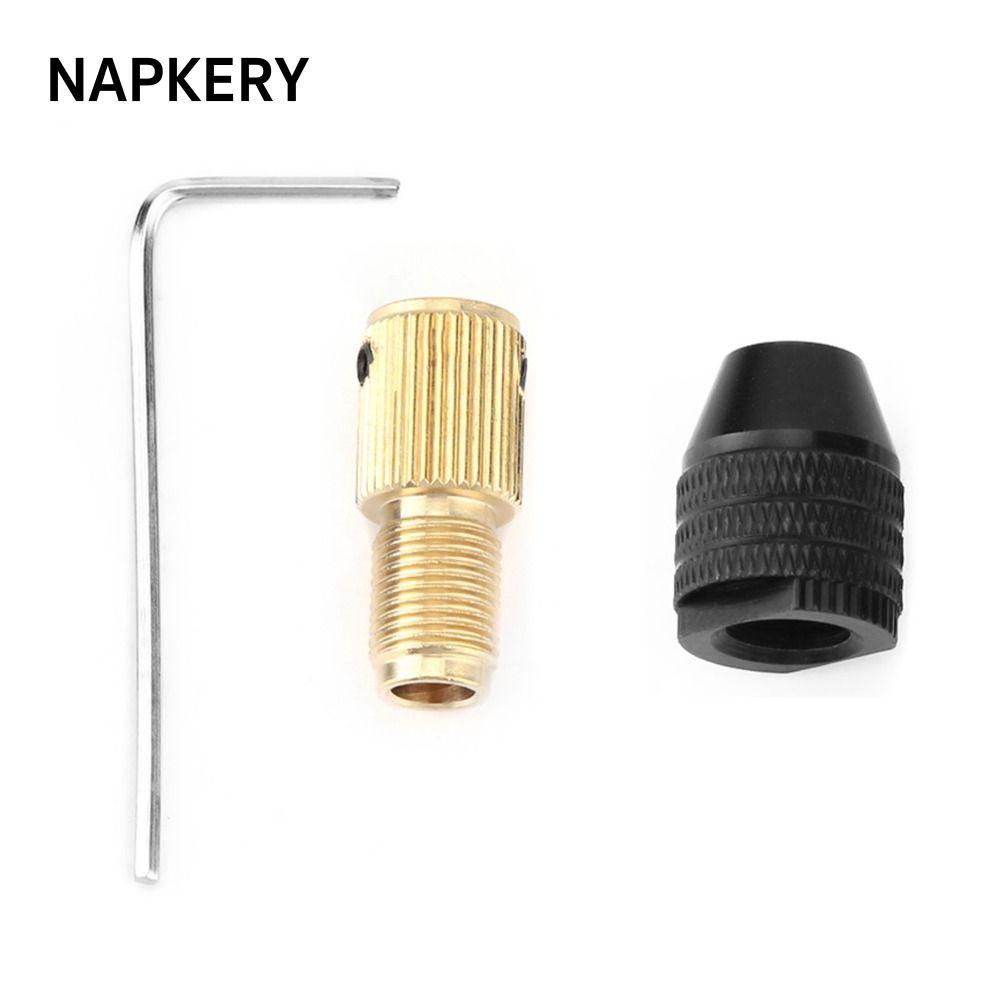 Chuck tự săn chắc NAPKERY, Phụ kiện máy khoan điện Mini bằng đồng thau và hợp kim nhôm đường kính 2,