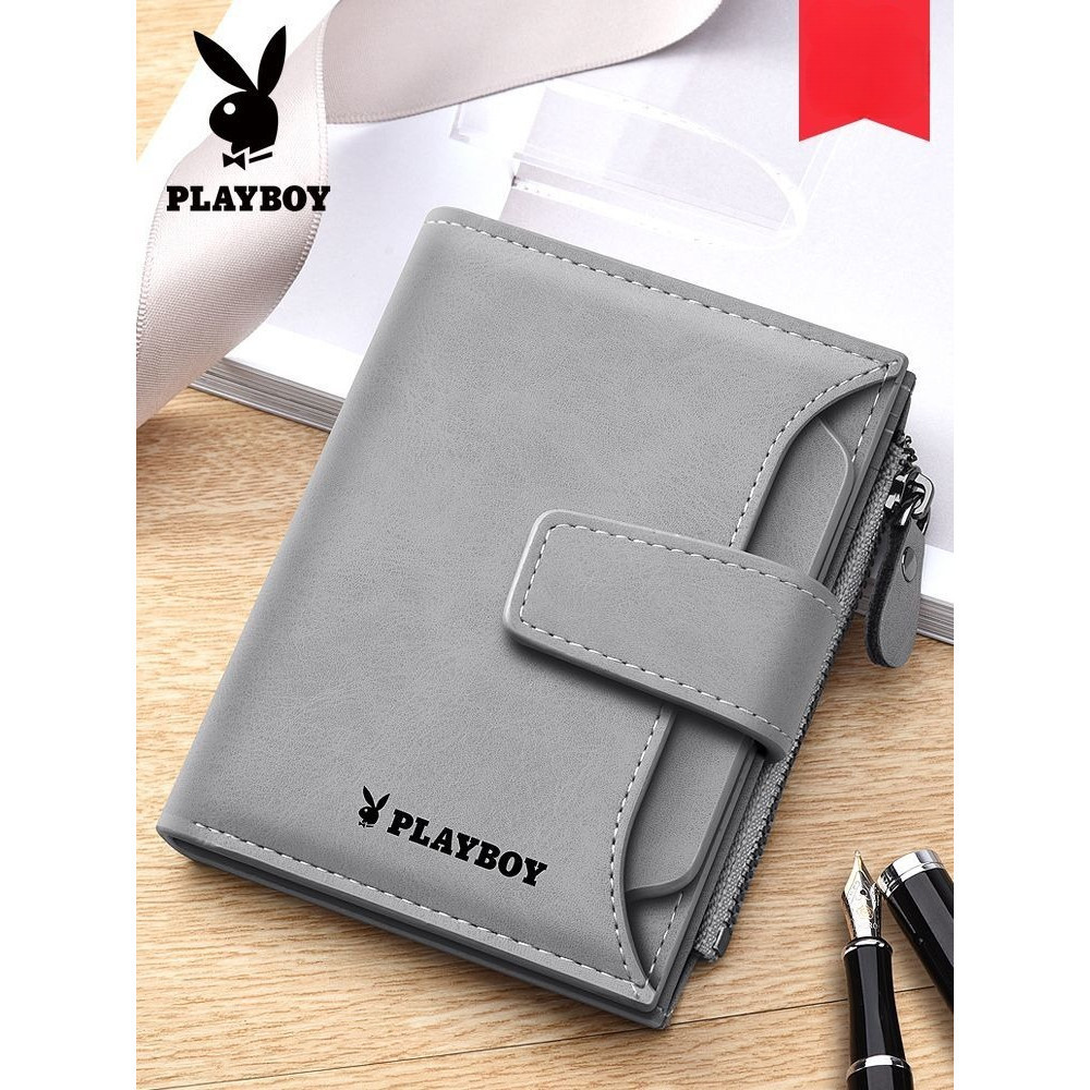 TB Spot Goods#Playboy Men's Short Wallet New Large Capacity ID Holder Money Clip Multi-Card Slot Car