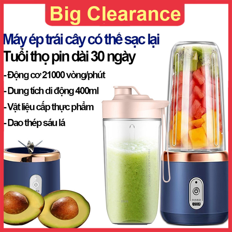 Máy Xay Sinh Tố Juicing Cup 400ML Cầm Tay 6 Lưỡi 2 Cối - double cup mini fruit mixer smoothie mixer 