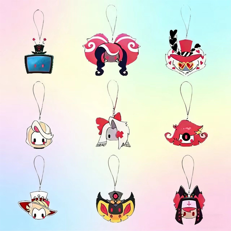 Hazbin Hotel Sir Lucifer Alastor 3V Anime Keychains Anime Game Collection Acrylic Material Desktop D