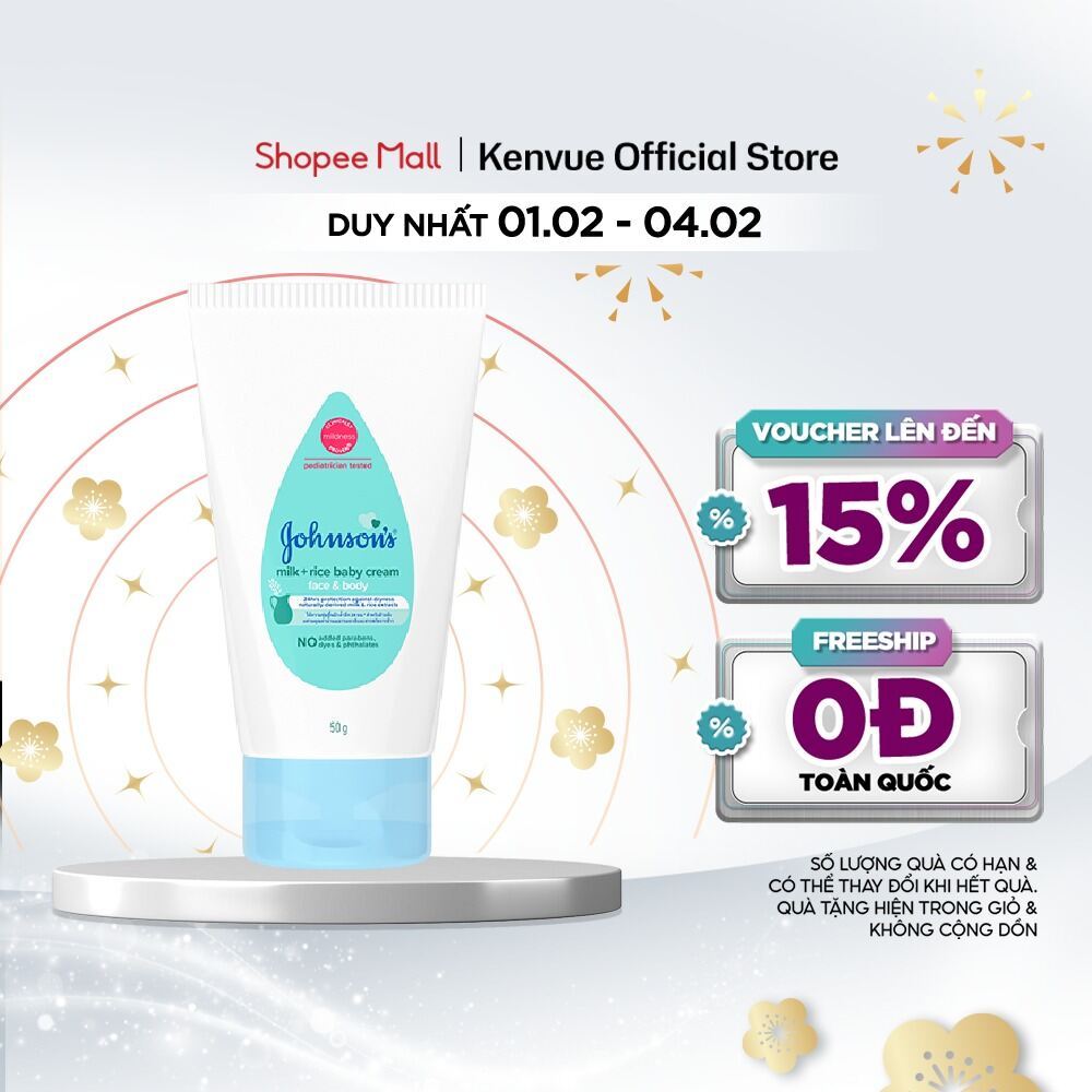 Kem dưỡng da chứa sữa & gạo Johnson's Baby cream 50g