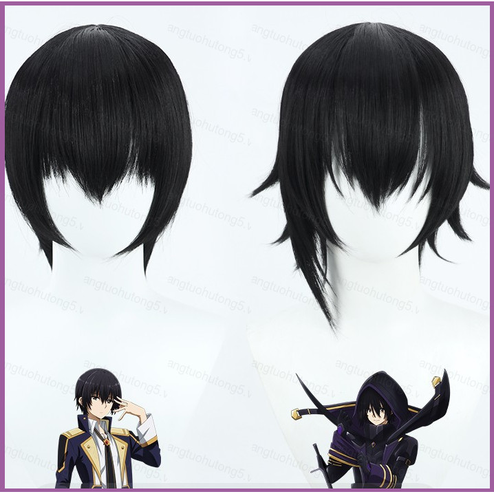 Tóc giả ngắn đen chịu nhiệt cho cosplay Cid Kagenou anime HT5