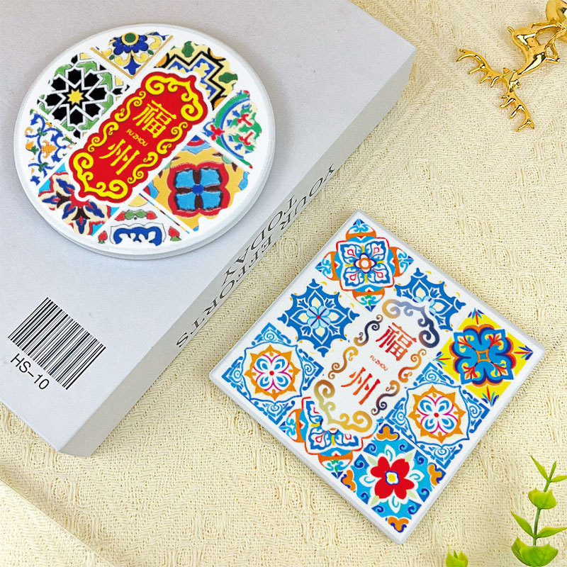 Fuzhou Văn Hóa Sáng Tạo Gạch Chống Trơn Trượt Nút Chai Coaster Gốm Thấm Hút Nước Cách Nhiệt Coaster 