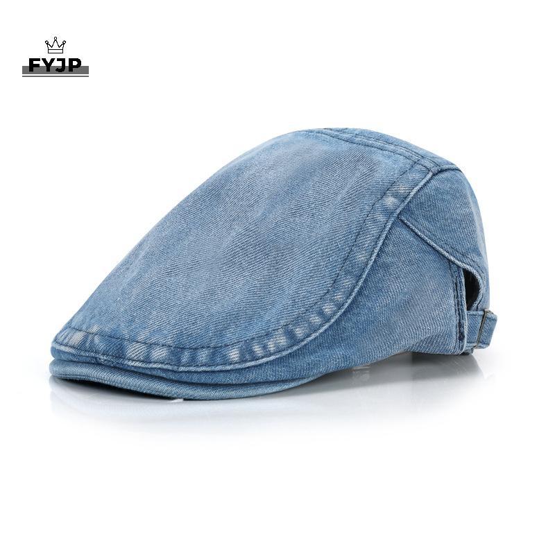 FEJP Mới Thời Trang Cá Tính Đa Năng Đơn Giản Denim Ngoài Trời Ngắn Eaves Beret [JP]