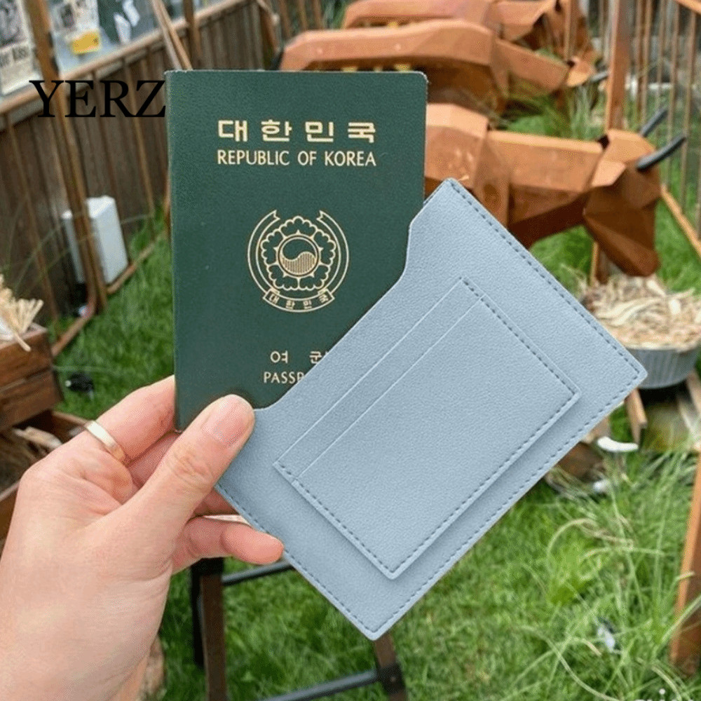 Hộp đựng thẻ YZ, Vỏ hộ chiếu Check-in máy bay màu trơn, Kẹp hộ chiếu bằng da PU đa chức năng di động
