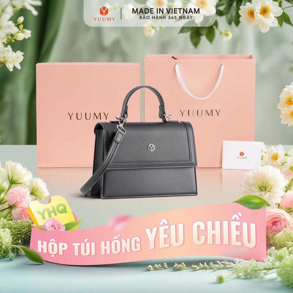 Bộ hộp quà YUUMY (Túi đeo chéo nữ YUUMY YN197 + Hộp quà YHQ2 + Túi giấy YTG2 + Túi rút BVR3838 + Thi