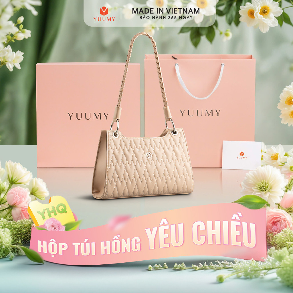Bộ hộp quà YUUMY (Túi đeo vai nữ YUUMY YN223 + Hộp quà YHQ2 + Túi giấy YTG2 + Túi rút BVR3838 + Thiệ