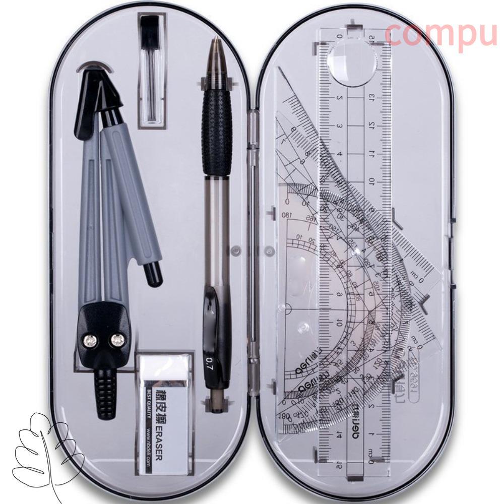 COMPU Pencil Compass Kit, Bộ thước kẻ trong suốt tẩy, Bộ thước kẻ thẳng đa chức năng Bộ thước kẻ vuô