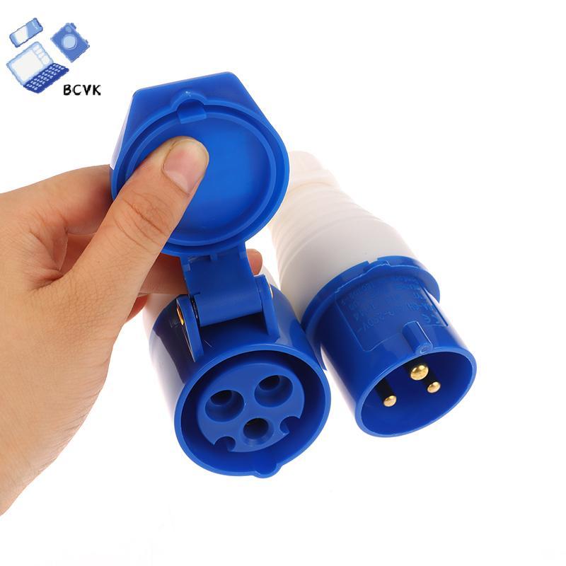 [BCVK] 1PC 3PIN Mains Hook Up Site Soet Adapter 240v 16A Caravan Motorhome Xe Kết Nối Cắm Adapter Ma