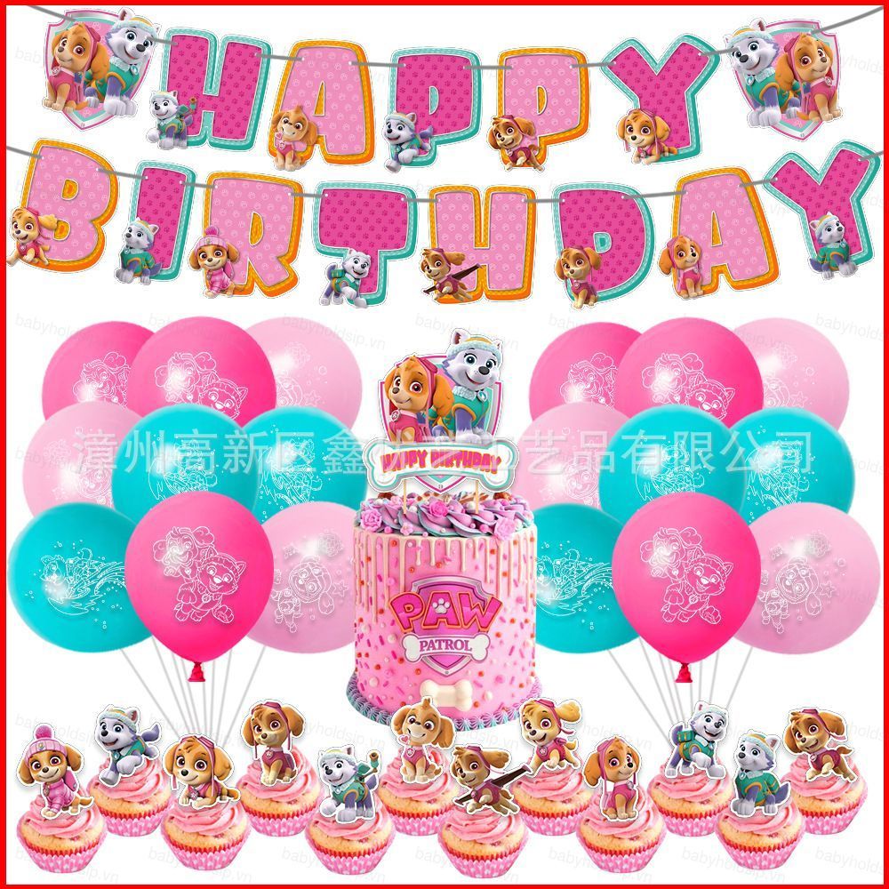 BS1 PAW Patrol Chủ Đề Trẻ Em Trang Trí Tiệc Biểu Ngữ Bánh topper Bóng Bộ Cung Cấp SB1