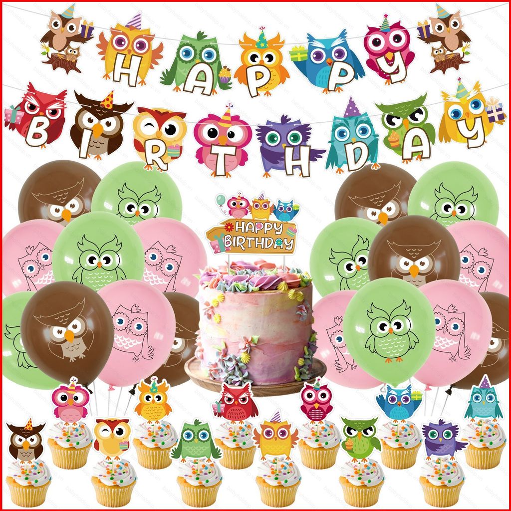 BS1 Cú Chủ Đề Trẻ Em Sinh Nhật Trang Trí Biểu Ngữ Bánh topper Bóng Bộ Cung Cấp SB1