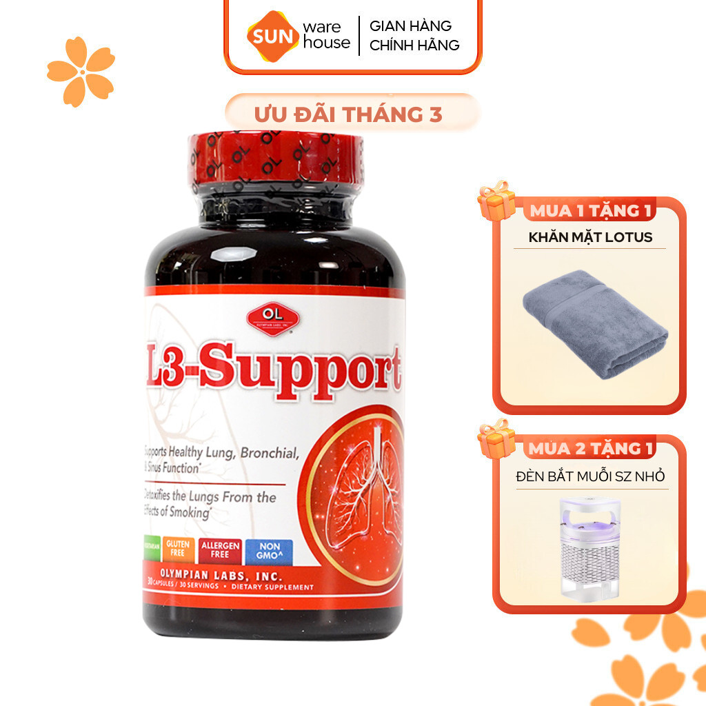 Viên Uống Hỗ Trợ Chức Năng Phổi, Phế Quản Và Xoang Olympian labs L3 Support 30 Viên