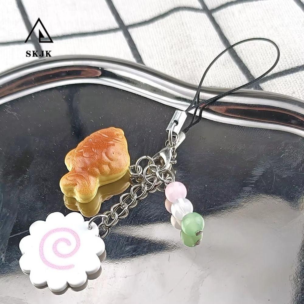 Móc khóa bánh cá SKJK, Cuộn mực màu hồng Thực phẩm Nhật Bản Mặt dây chuyền Taiyaki, Túi thời trang M