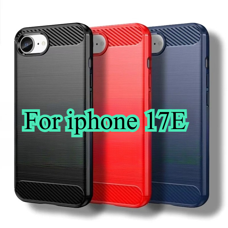 Dành Cho iPhone 17E 17 E Ốp Lưng Chống Sốc Sợi Carbon Chải Mềm Silicon Ốp Lưng Điện Thoại Cho iPhone