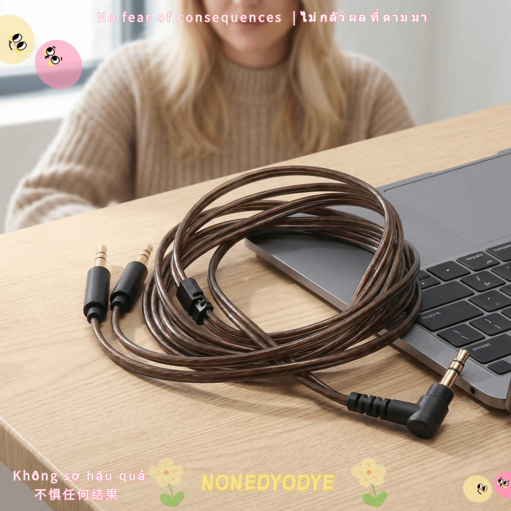 NONEDYODYE OFC Core, Dây nam 1,2m 3,5 mm đến Dual 3,5 mm, Cáp nâng cấp tai nghe cắm và chạy mềm cho 