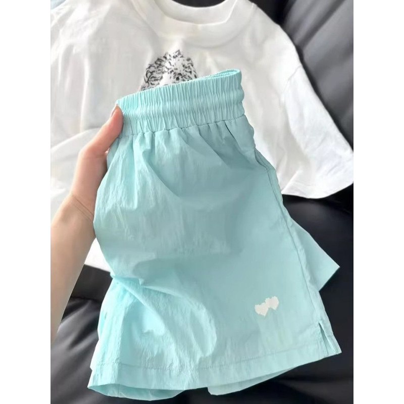 Quần short khô nhanh nữ Juxian màu xanh hồ trắng, phù hợp thể thao mùa hè