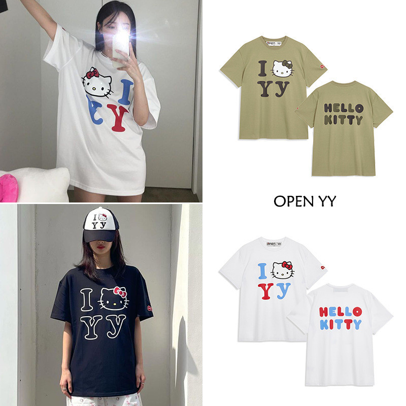 ITIQ clotty team Byeon Baekhyun's style OPEN YY Collaboration loose-fit short-sleeve shirt T Women's