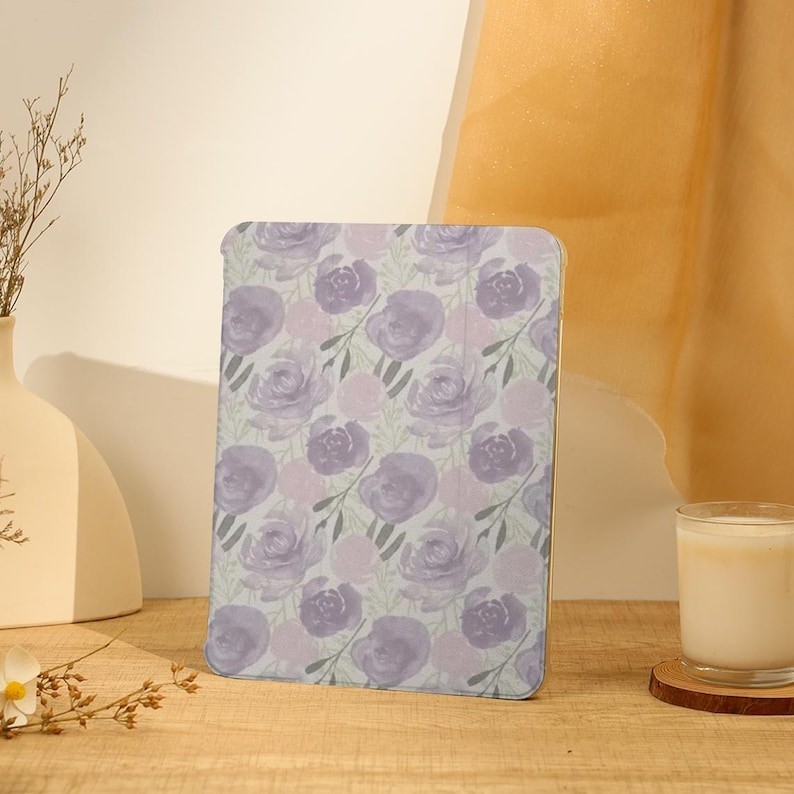 Ốp iPad Hoa Hồng Tím, iPad Air Case Cho 13 "/ 11" iPad Pro 204,13 "iPad Air 6 Case, iPad mini 6 Case