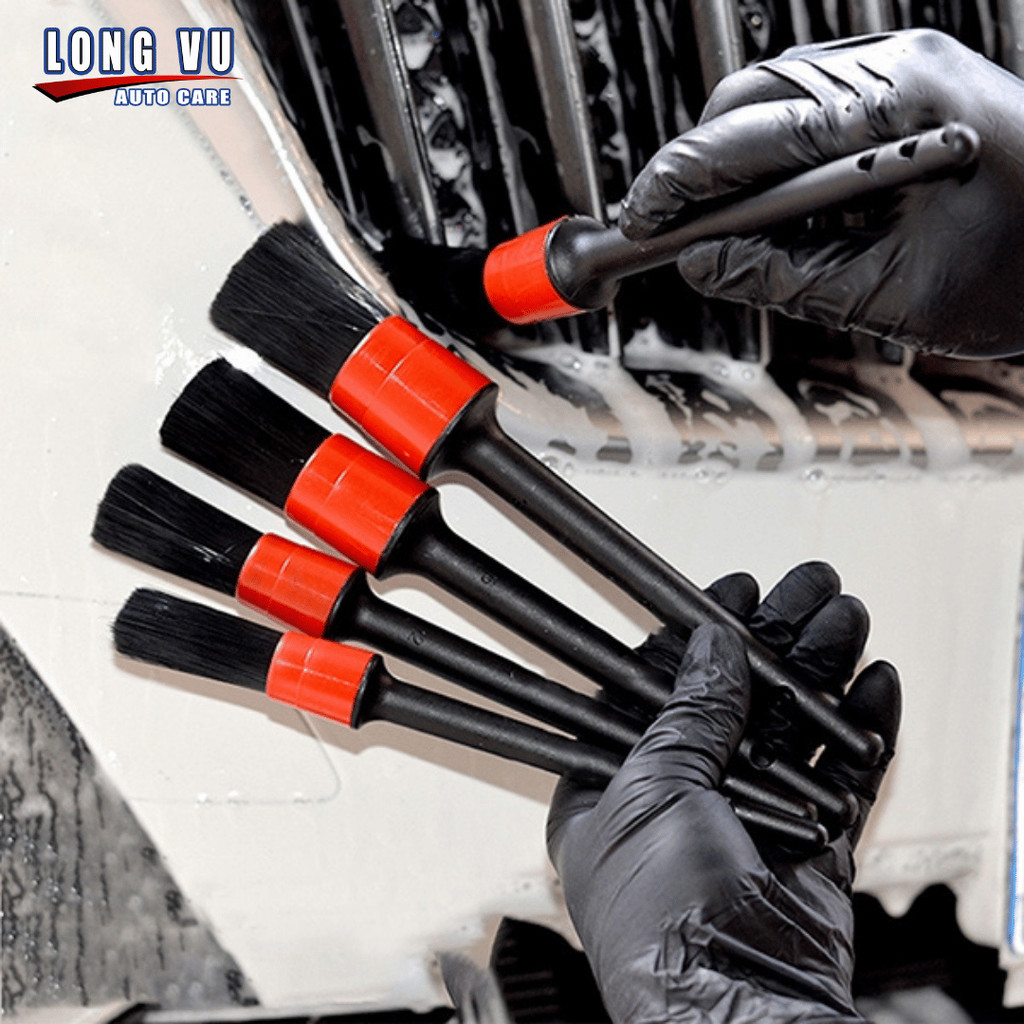 Bộ 5 Chổi Cọ Vệ Sinh Xe Ô Tô Đa Năng, Cọ Rửa Khoang Máy, Mâm Xe, Nội Thất Chống Trầy Xước
