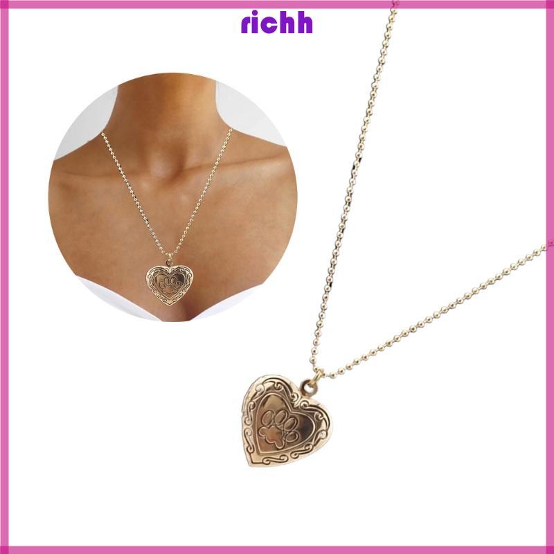 ⚝⚝Richh Heart Locket Vòng cổ Ký ức Trái tim Mặt dây chuyền Vòng cổ Chất liệu hợp kim Hoàn hảo cho ng