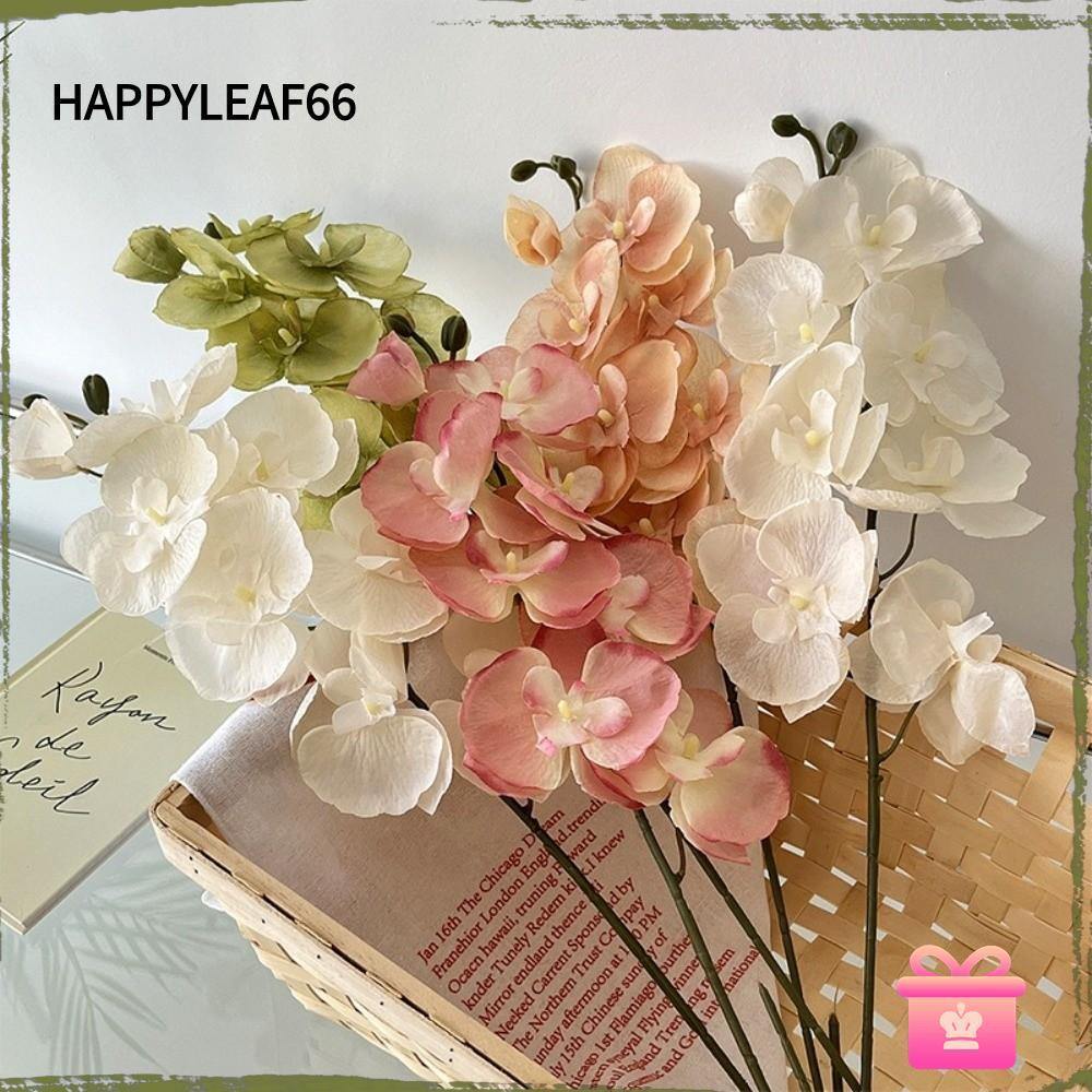 HAPPYLEAF Hoa lan bướm nhân tạo, 8 đầu Hoa giả 68cm, Silk DIY Faux Orchid Home