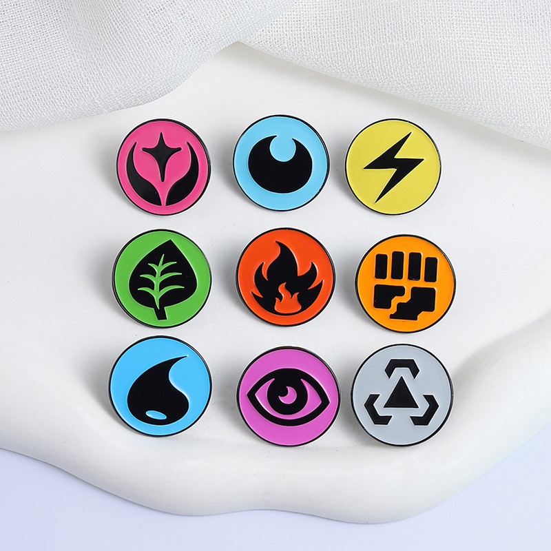 Pokémon TCG Type Symbol Men Pin Biểu tượng năng lượng hoàn chỉnh Huy hiệu ve áo, Trâm cài biểu tượng