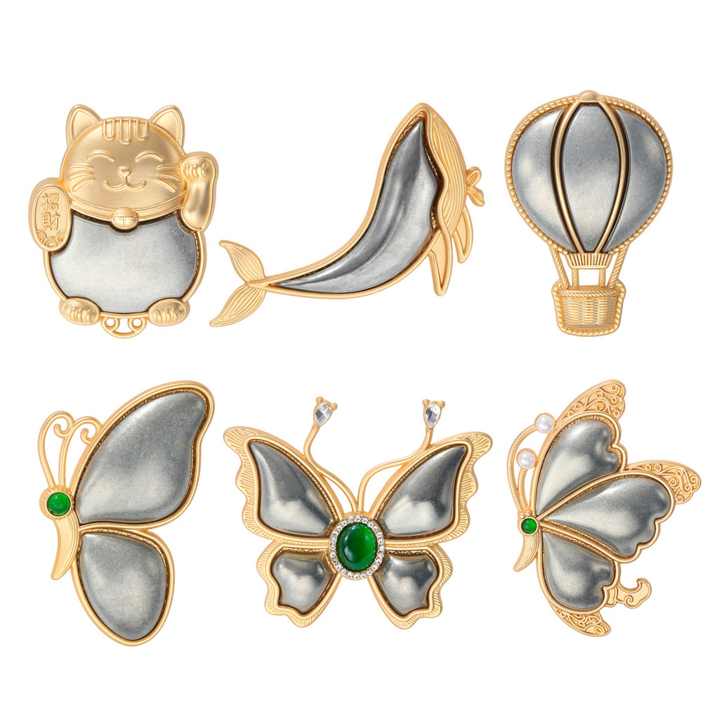 Phong Cách Mới Mèo May Mắn Non-Relic Song Jin Trâm Hot Air Balloon Có Nắp Miếng Dán Handmade Pin Hợp