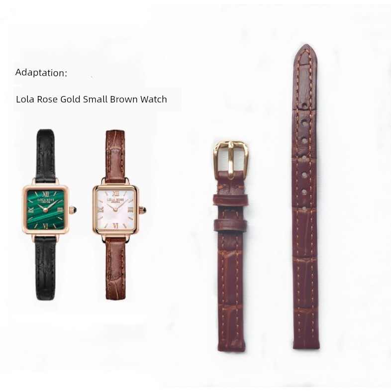 Thích hợp cho Lola Rose Lola Dây đeo đồng hồ màu nâu nhỏ dành cho nữ Dây da thật Dây đeo đồng hồ vuô